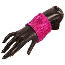 Touchstone Indian Bollywood Fresh Fashion Trend Setter Beautifully Engraved Work Scintillating Rhinestone Fuchsia Color Designer Jewelry Adorable Bracelets Bangle. Set Of 24.For Women