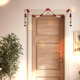 Toran Bandanwaar Artificial Flower Garland for Wall Door Hanging Home Temple Festival Wedding Function Party Decoration Decor and Gifting (White and Pink)