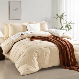 NEXHOME PRO 100% Organic Cotton Duvet Cover Queen, Linen Like Pleated Textured Duvet Cover Set Yellow Tan, 3pc Bedding Set with Zipper Closure, Soft, Lightweight and Breathable(90"x90", No Comforter)