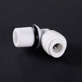 sourcing map Quick Coupling L Type G1/4 Male Thread to 1/4 Inch Pipe Connectors for RO Water Conditioner 29 x 27 mm White Black Pack of 10