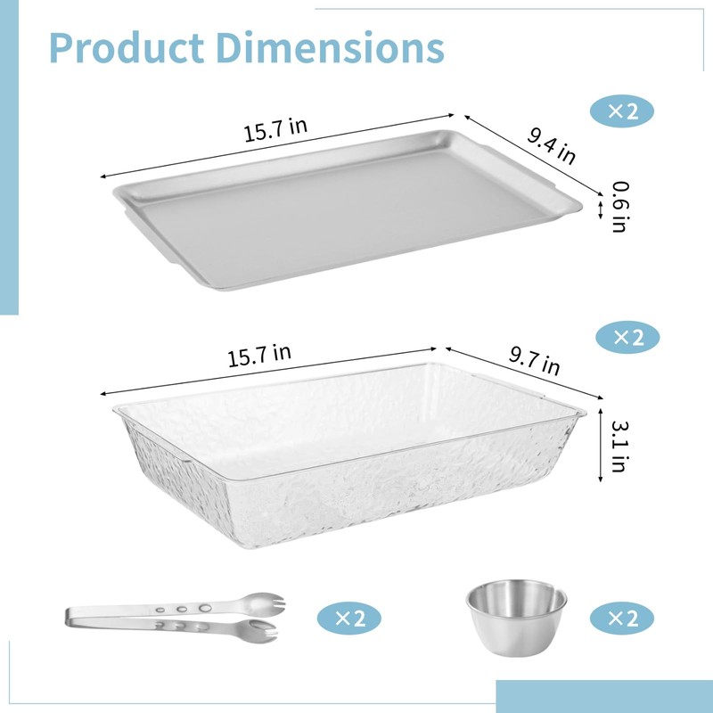 2 Sets Chilled Serving Tray for Patries - 15.7 x