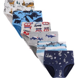 Slenily Underwear For Little Boys Dinosaur Shark Briefs Truck Space Toddler Kids Undies(Pack of 6)