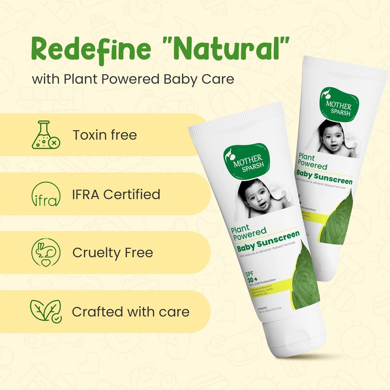 Mother Sparsh Natural Baby Sunscreen Lotion with SPF 30+ For