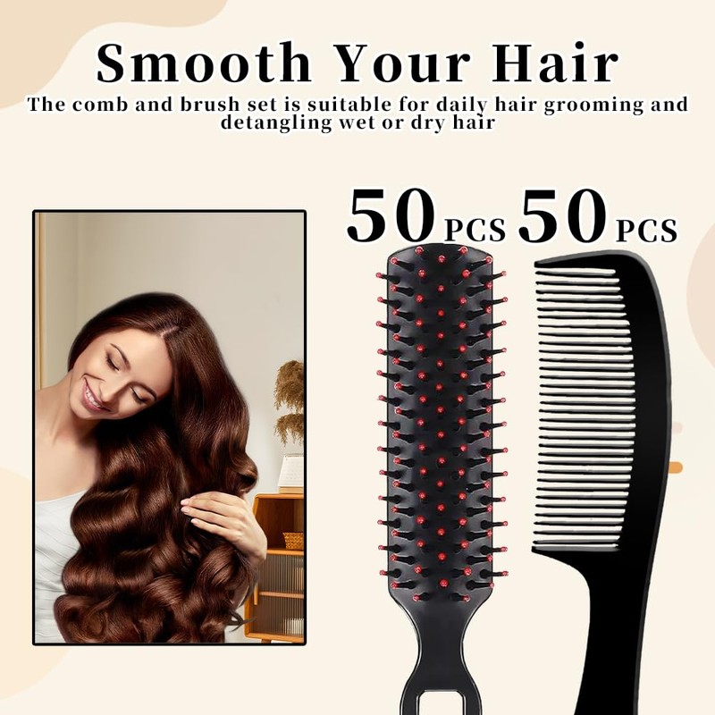 FufuHalo 100 Pack Hair Brush and Comb Set,Individually Wrapped