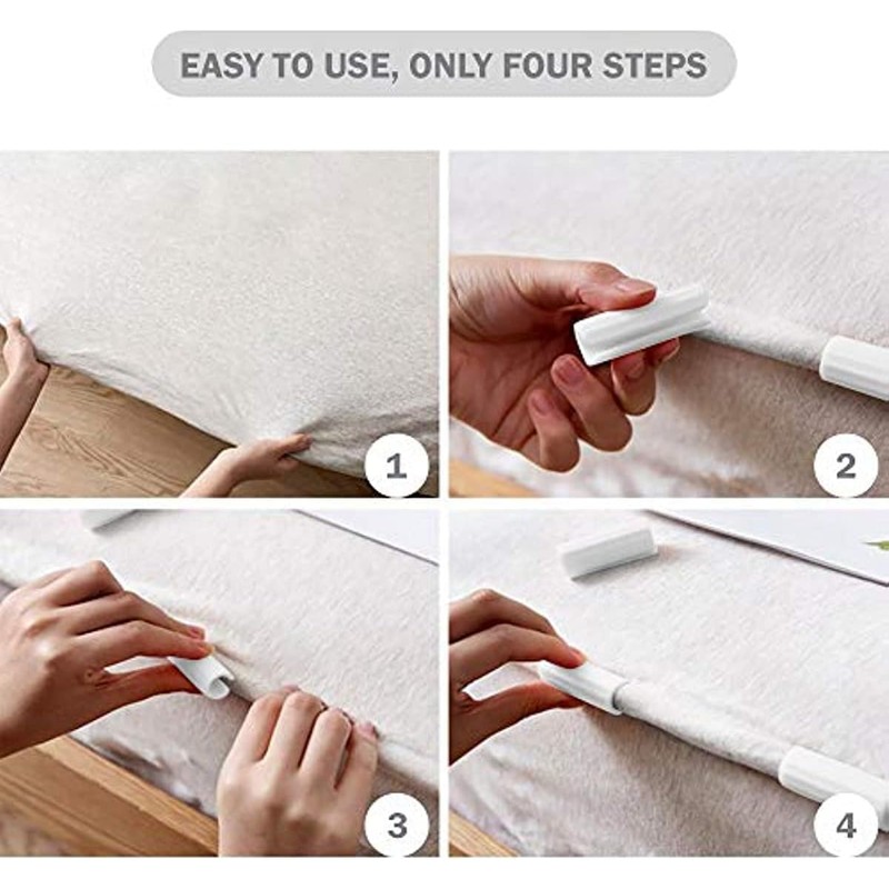 12 Pc White Bed Sheet Grippers Fasteners Clips Keep Sheets