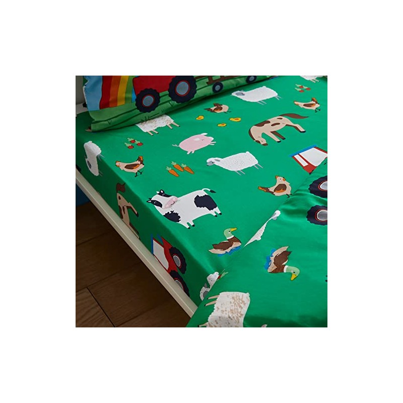 Catherine Lansfield Kids Bedroom Farmyard Animals Junior Polycotton Fitted Sheet