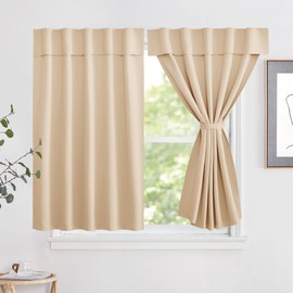 NICETOWN Farmhouse Blackout Curtain Panels for Cafe, Thermal Insulated Self Adhesive Sticky Poratble Draperies/Drapes for Travel/Camper (Biscotti Beige, Set of 1, W52 x L48 -inch)
