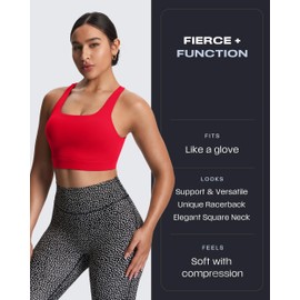 Aoxjox - brasier deportivo para mujer, de alto impacto, fitness, sin espalda, acolchado, entrenamiento, gimnasio, Khloe, yoga, playera sin mangas, Rojo (Racing red), L