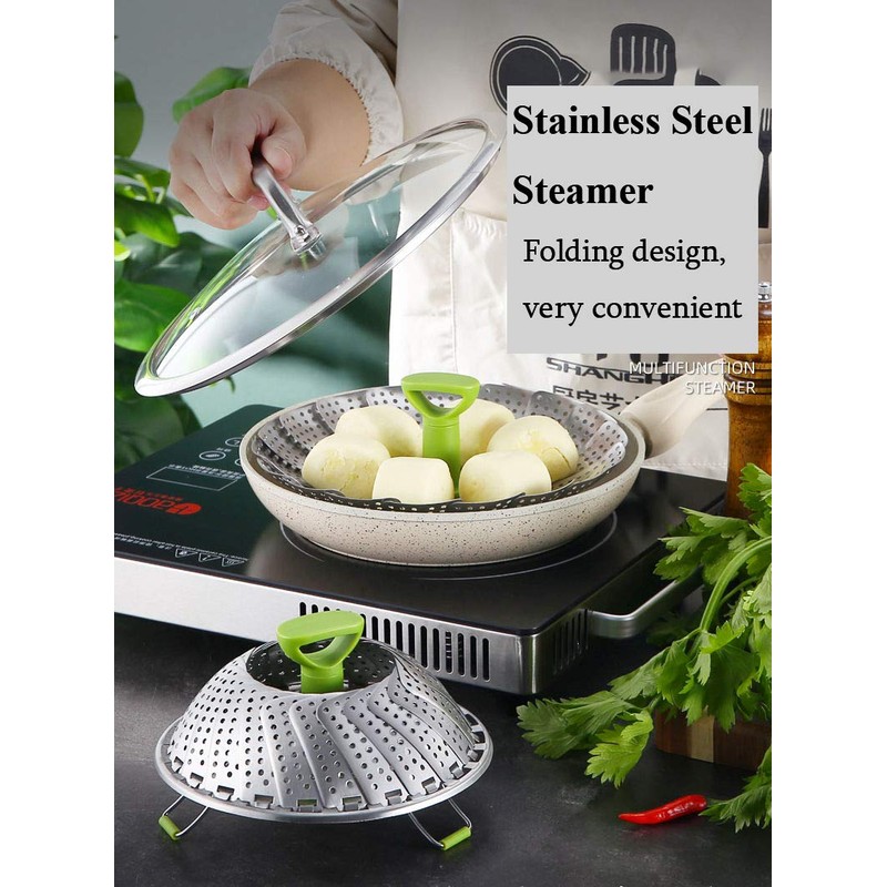 Vegetable Steamer Basket, Stainless Steel Folding Steamer Basket Insert for