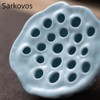 Lotus Shaped Flower Arrangement Vase Ceramic Flower Pot (Light Cyan)