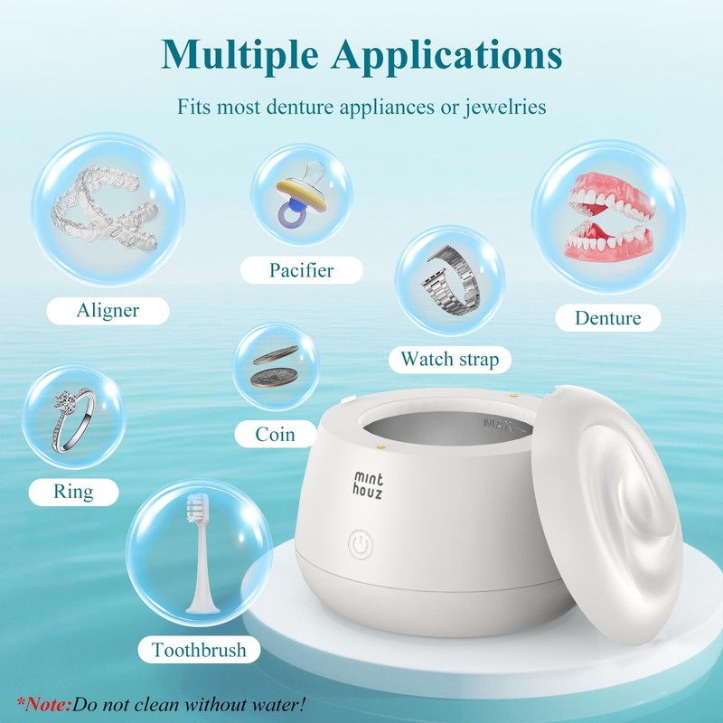 Minthouz Ultrasonic Retainer Cleaner Machine, Dental Pod for Denture, Mouth