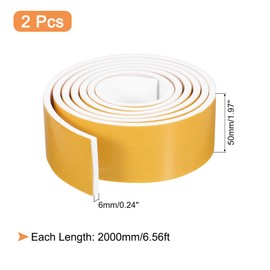 uxcell 2 Roll Foam Weather Stripping, 2" Wide X 1/4" Thick X 6.56 Ft Door Seal Strip Adhesive Foam Tape White Insulation Strip for Door Window
