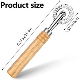 Ravioli Cutter Wheel, Pasta Cutter Wheel with Wooden Handle and Fluted Ravioli Crimper Cutter Pizza Dumpling Lace Making Noodle Dough Cutter Roller Pastry Cutter Tool for Home and Kitchen