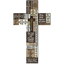 Christians Crossword wall sign Words and Saying Wooden Cross with Inspirational Words Motivation Sign Wood Plaque Ornaments for Home Easter Party Indoor Outdoor (Classic Style,8 x 13.8 x 0.2 Inches)