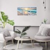 White 3 Panel Blue Sea Sunset Canvas Wall Art Ready