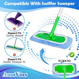 AmaVins 5 Pack Reusable Microfiber Mop Pads Compatible with Swiffer Sweeper Mop, Wet and Dry Flat mop Cover, Washable Swiffer Pads for Surface/Hardwood Floor Cleaning (Mop is Not Included)