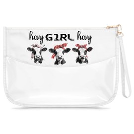 Gfhzdmf Cow Lovers Gifts for Women Makeup Bag Cow Theme Gifts Transparent Cosmetic Bag Graduation Present for Daughter Christmas Birthday Present for Animal Lover Travel Pouch with Zipper
