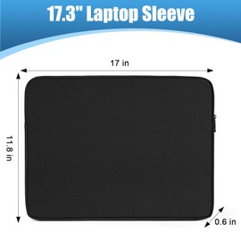 Ctemnpho 17.3inch Laptop Sleeve Case Storage Bag, Portable Computer Cover Bag with Pocket Zipper for 17.3inch Monitor, Laptop Notebook Computer Gaming Display Protective Travel Bag