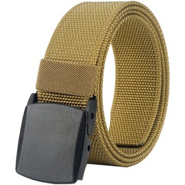 Belts for Men,Nylon Tactical Belt with YKK Plastic Buckle, Durable Breathable Fabric Waist Belt for Work Outdoor Golf Hiking Skiing,Adjustable for Pants Size Below 46inches (Olive Brown)