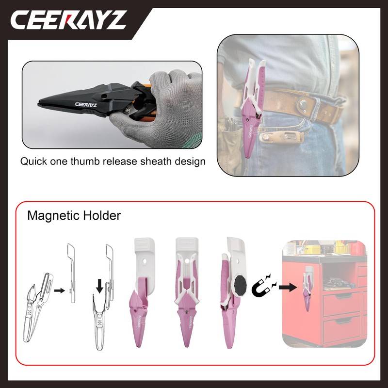 CEERAYZ 185mm Notch Scissors All Purpose Heavy Duty, Garden Shears,