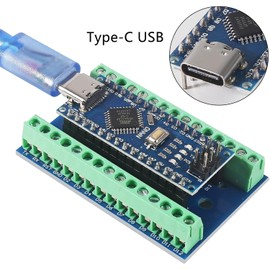 ALMOCN 3 Set Nano V3.0 ATmega328P Module Microcontroller Board with Type-C Cable Compatible with Arduino + Nano Terminal Adapter Shield Expansion Board