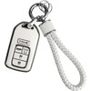 JOYEAR for Honda Keychain with Key Fob Cover Compatible with Accord Civic CRV Pilot Odyssey Passport Smart Remote 5-Buttons(Silver-White)