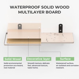 NumRise Floating Shelves Set of 4, Shelves for Room Wall Decor, 17" x 7“ Large Hanging Shelves, High-end Luxury Wood Wall Mounted Shelves Storage for Bedroom, Living Room, Kitchen (Maple)