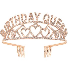 AOPRIE Elith 2020 Birthday Tiara for Women Gold Birthday Queen Headband Happy Birthday Tiara and Crown for Women Rhinestone Crystal Decor