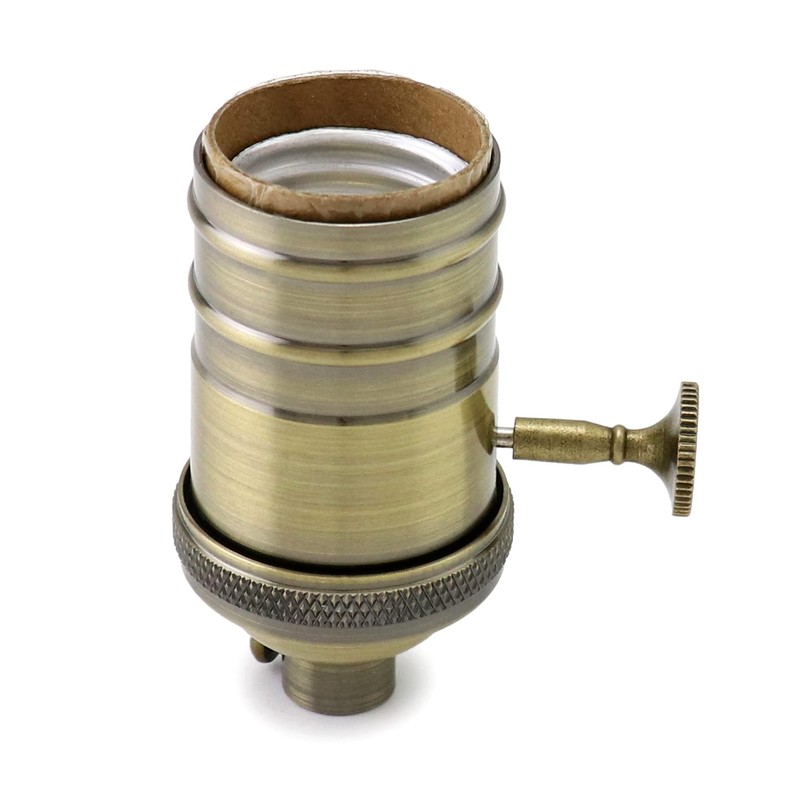 QWORK E26/E27 Lamp Socket, On/Off Vintage Rotary Turn Knob Lamp