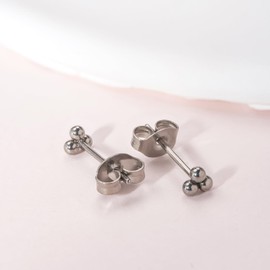 Limerencia G23 Pure Titanium Hypoallergenic Earrings | Tiny Trinity Ball Stud Earrings | Minimalist, F136 Implant Grade | Suitable for Sensitive Ears Delicate Jewelry (6mm, Silver)