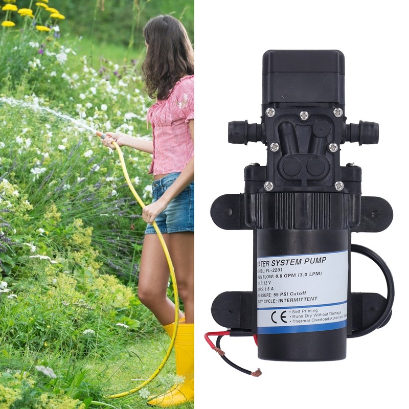 Water Pump 0.8GPM DC 12V 1.8A 55PSI Self Priming Pump