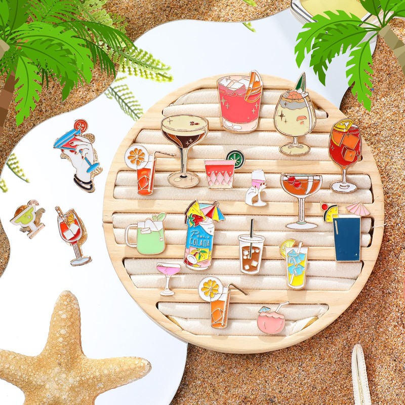 Quelay 20 Pcs Cocktail Enamel Pin Classic Cute Lapel Pin