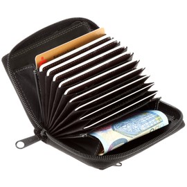 Alessandro Smart Mini Wallet Credit Cards Business Card Holder Leather Multicard Wallet, black, Business Card Case