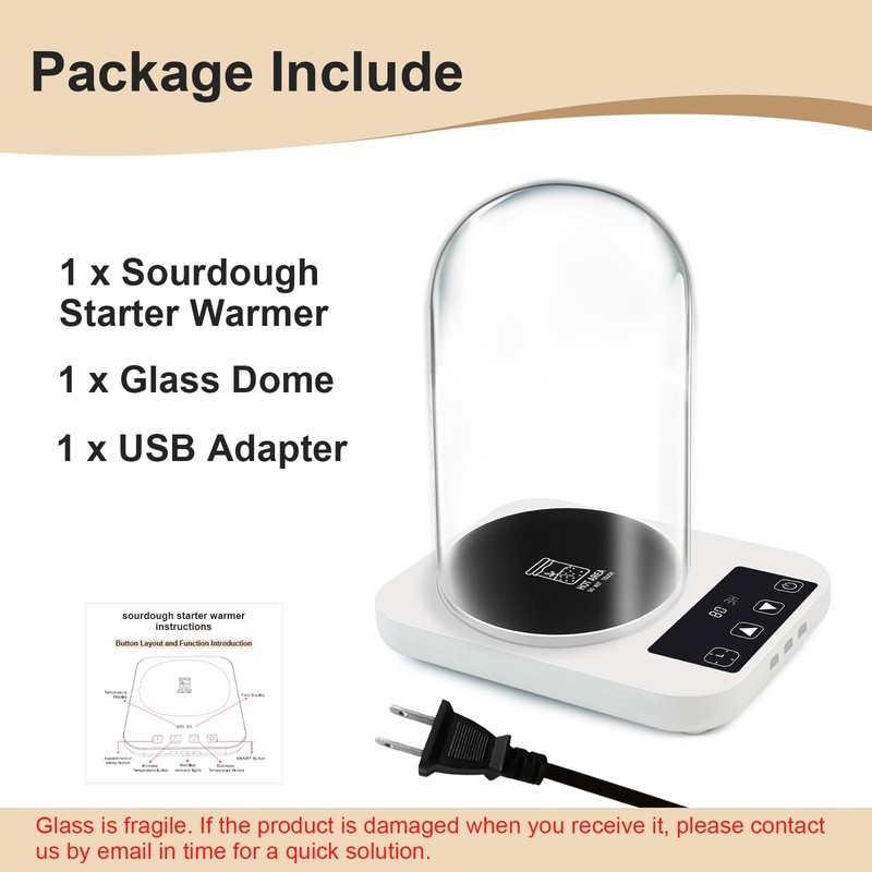 Sourdough Starter Warmer with Glass Dome, 1°F Precise Temperature Control