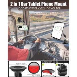 Charchendo - Soporte para tablet de coche con brazo de metal flexible, ventosa para salpicadero de parabrisas y dispositivos de 4 a 13 pulgadas