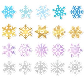 Christmas Winter Snowflakes Sticker 1 2 3 Inch Self Adhesive Colorful Snowflakes Window Wall Decals Stickers,60 Pcs