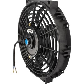 YMAUGP 10 Inch Universal Slim Fan Push Electric Radiator Cooling Fan 12V 80W with Mount Kit Heavy Duty Wide Curved - 6 S Blades, 10 Inch Push Fan Black