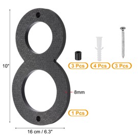 PATIKIL 10 Inch House Number, House Address Numbers Sign Large Floating Modern with Screws for Outside Door Wall Street, Black, 8