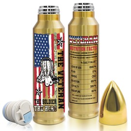 Goiicoln Discharge Tumbler Gift, Veteran Gifts, 32 oz Stainless Steel Veteran Bullet Tumbler, Military Themed Gift for Veterans, Army, Navy, Air Force, Marine Corps, Veteran Gifts for Men, Father