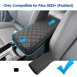 Coleya 2023 2024 2025 2026 Prius Center Console Cover for Toyota Prius (LE/XLE/Limited/Nightshade Edition), Waterproof&Comfy Leather Cushion Armrest Cover 2026 2025 Prius Accessories (Leather-Padded)