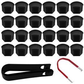 MeoZynxadril Pack of 24 Wheel Bolt Caps, Wheel Bolt Caps 17 mm, Wheel Nut Caps, Universal Wheel Nut Covers, with 2 Disassembly Tools, Caps Nuts for Most Cars, Black
