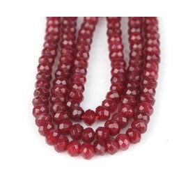Agate & Jasper Gemstone Strand Beads, 4 mm, Rondelle, 110 Pieces, Jewellery Beads, Semi-Precious Stone for Jewellery, Necklace, Bracelet (Garnet)