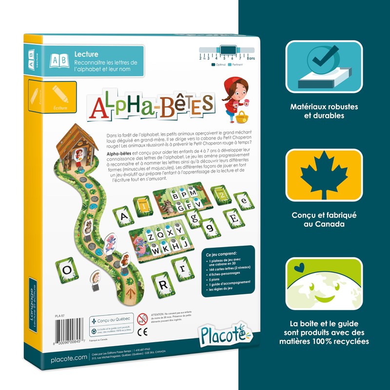 Placote - ALPHA-BETES: Brettspiel, ab 4 Jahren, Alphabet, Educationspiel