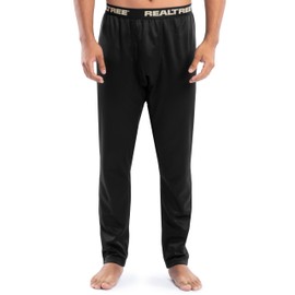 Realtree Men's Heavyweight Fleece Thermal Underwear Long Johns Bottom, Pitch Black, X-Large