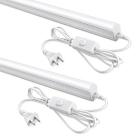 SUNLINKCO (2 Pack 4FT T5 LED Shop Light,6500K,20W,2300LM(Super Bright White) Linkable LED Integrated Fixture,Garage Light,Ceiling and Cabinet Light,Strip Light,Corded Electric with ON/Off Switch