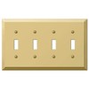 Amerelle Century Quadruple Toggle Steel Wallplate in Polished Brass