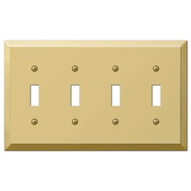 Amerelle Century Quadruple Toggle Steel Wallplate in Polished Brass