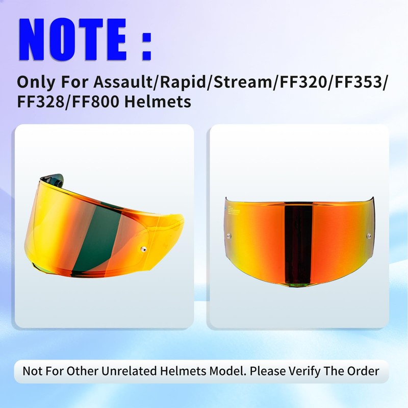 JQF Gear Motorcycle Helmet Visor for Assault/Rapid/Stream/ FF320/FF328/FF353/FF800 Outer Face