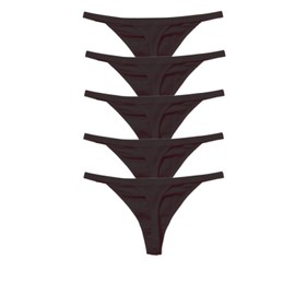 Zofirao 5 Pack Women's Black White Red Panties Cotton Spandex Thongs Underwear G-strings (XS, Black)