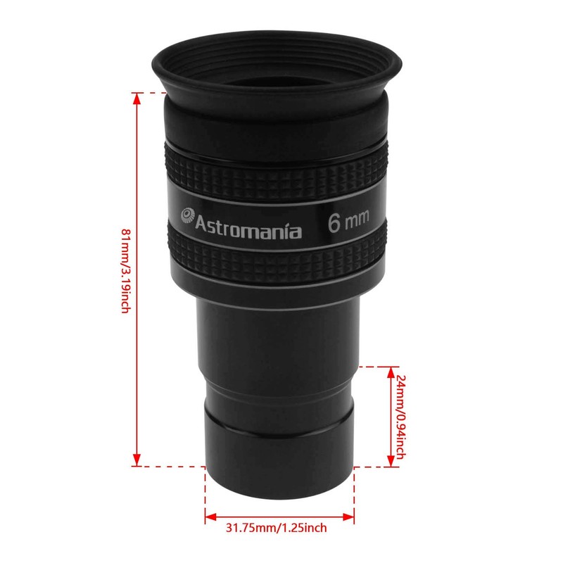 Astromania 1.25" 6mm 58-Degree Planetary II Eyepiece for Telescope